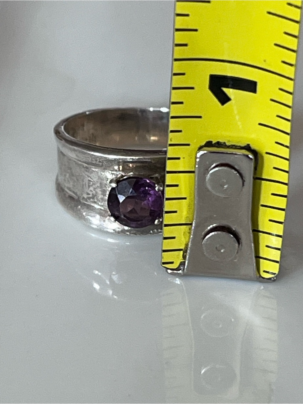 Handmade Sterling Silver 925 Ring with Amethyst Gemstone Size 7 - Picture 11 of 16